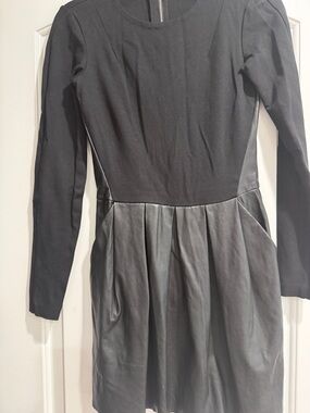 Wilfred Black Long Sleeve Mixed-Media Dress
